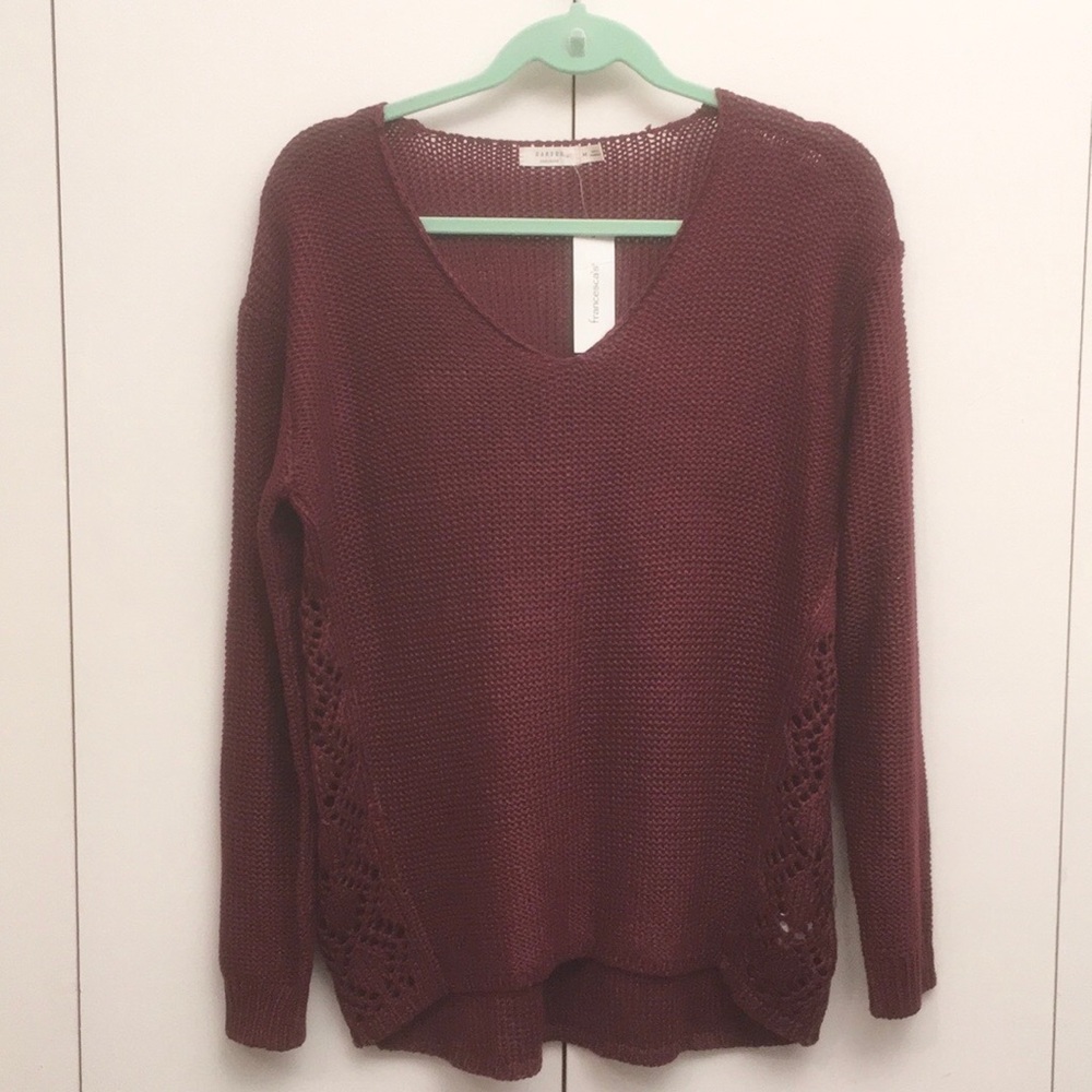 Francesca’s Harper Heritage Burgundy Sweater